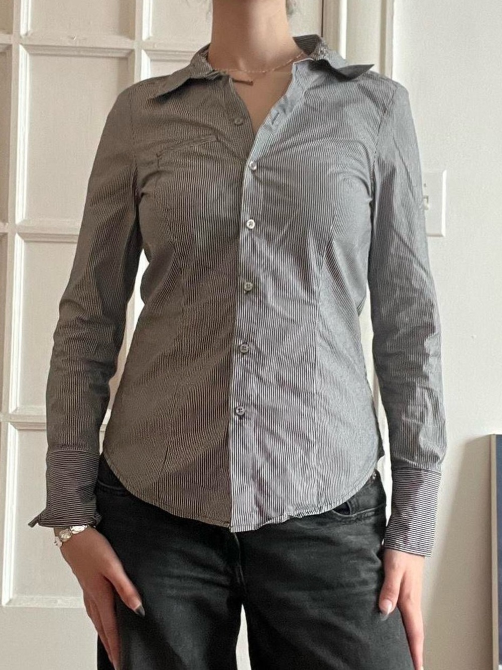 Size 38 Mexx Button Down Striped Dress Shirt